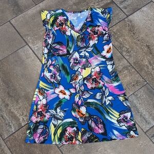 KIRA Butterfly Sleeve Vibrant Floral Whimsical Short Dress Size S